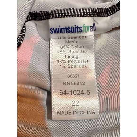 Swimsuits for all size 22 multi-colored print tankini top plus size - Picture 5 of 5